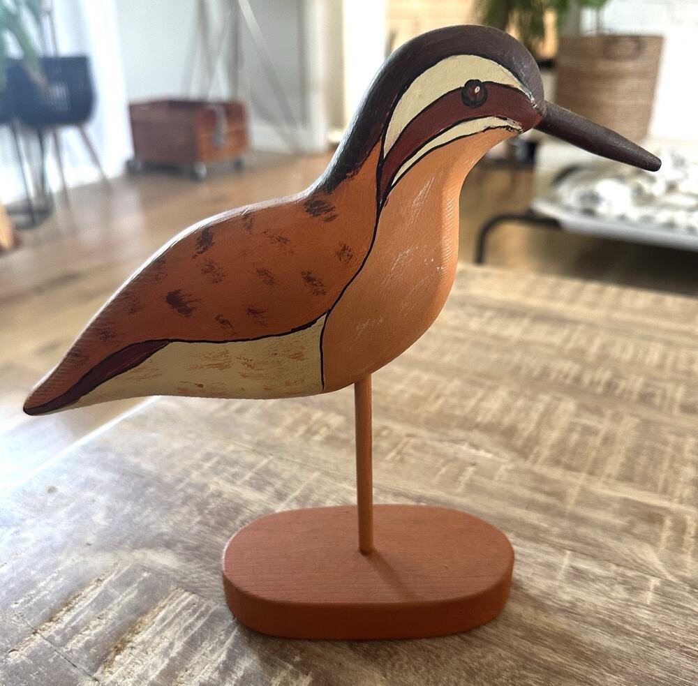 Vintage Shorebird Sandpiper Wood Duck Figurine Stand/Base Hand Painted